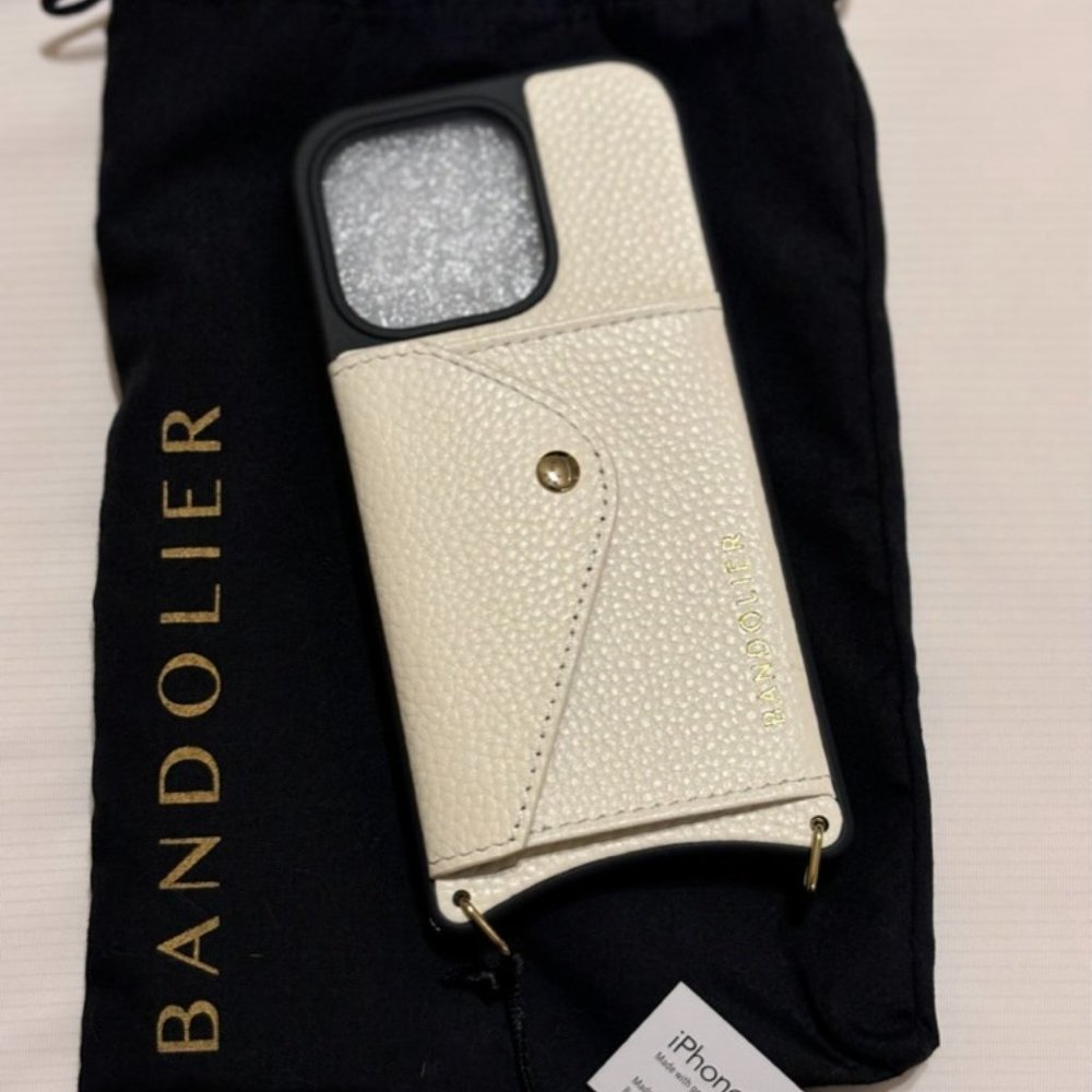 Bandolier Pebble Leather iPhone 14 PRO Ivory/Gold Case NWT